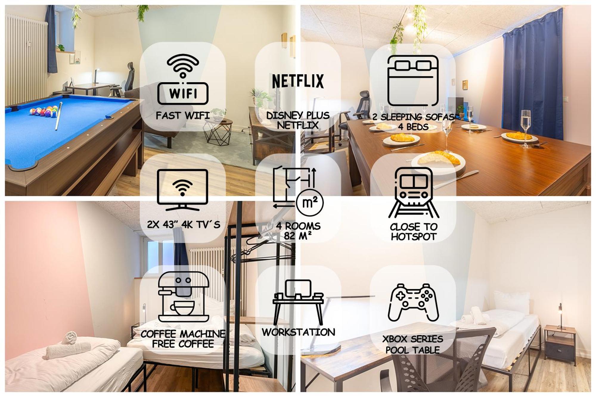 라이프치히 Pool Table Heaven, Workstation, 4K Tv, Netflix 아파트 외부 사진